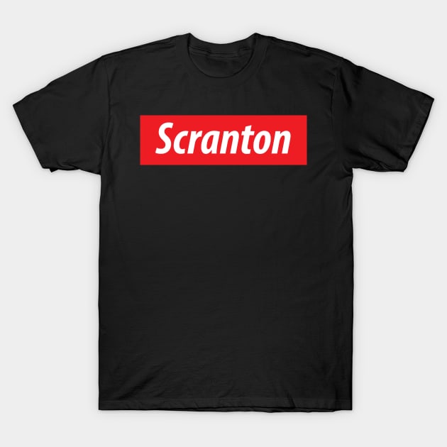 ​'Scranton' Pennsylvania USA white text on a red background T-Shirt by keeplooping